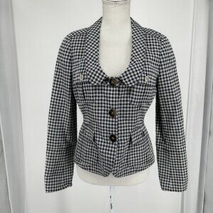 Per Se  Black and White Checkered board Jacket Button front 4 pockets sz 4